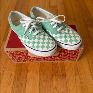 Women’s vans checkerboard Neptune teal green US size 7